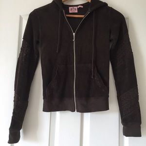 Rare juicy couture brown crochet terrycloth jacket